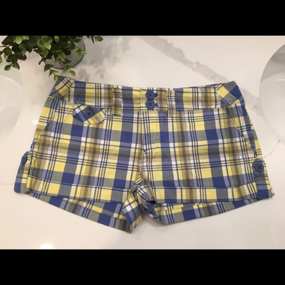 Piper & Blue Plaid Shorts Blue/Yellow